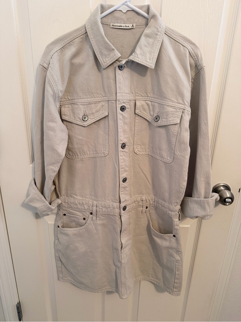NWOT Abercrombie & Fitch Light Beige Button-Up Denim Dress